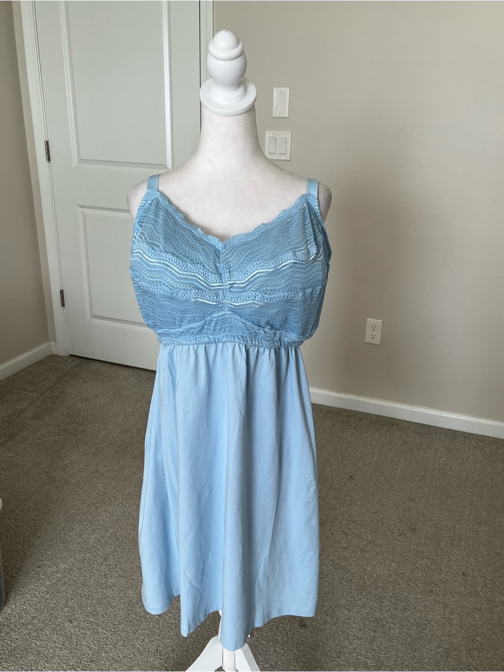 NWT Cosabella Dolce Babydoll Light Blue Lace-Detail Chemise in Sizes 2X and 3X